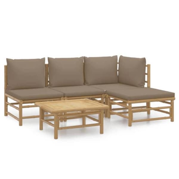 Maison Exclusive - Trädgårdsmöbler 5 delar med taupe kuddar i bambu