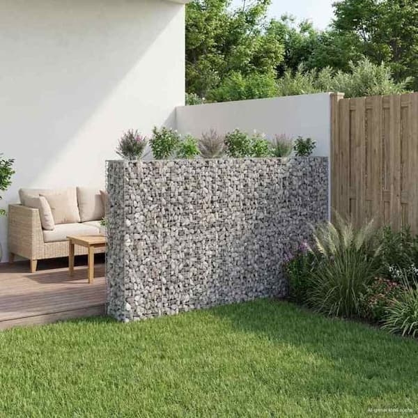 Maison Exclusive - Hög säng gabion 4 pc 330 x 50 x 150 cm Galvaniserat stål