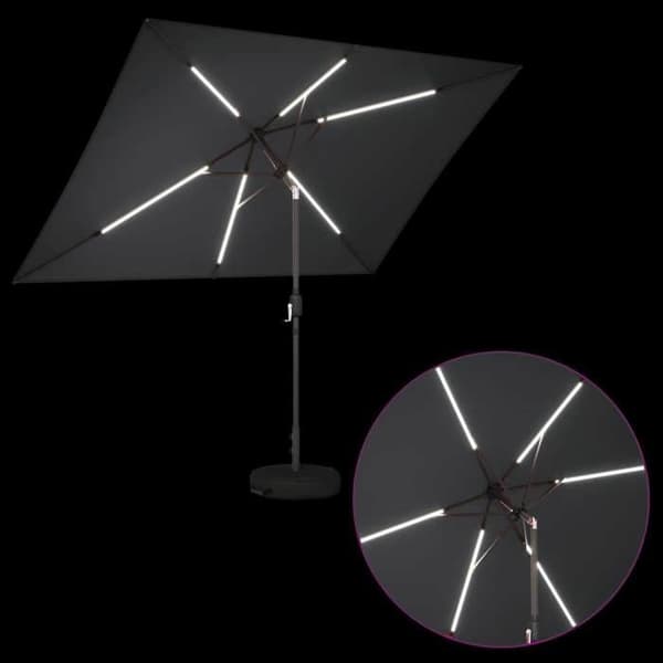Exklusiv Maison - Trädgårdsparasol med LED-lampor och bas 2 x 3 m Polyester