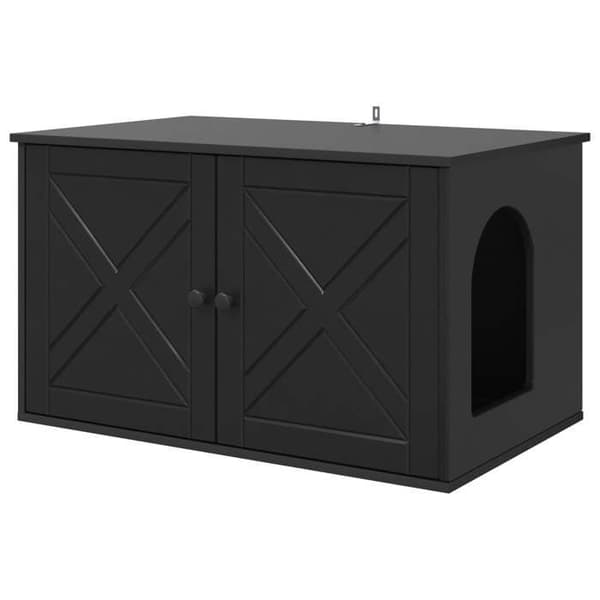 Kattemiljø - EKSKLUSIVT HUS - 85 x 55 x 50,5 cm - Sort - Ingeniørtræ - Rektangulær Svart