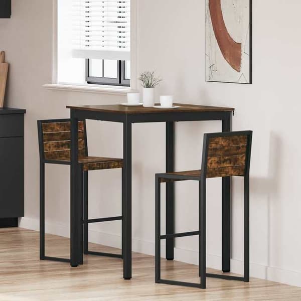 Matbord - EXKLUSIV HEM - Rektangulär 80 cm - Ingenjörsträ - Metallben - Grå