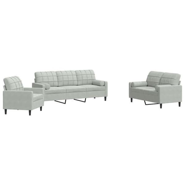 Maison Exclusive - Set med 3 delar soffor och kuddar och sammetsträsk