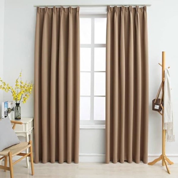 Mørklægningsgardiner med kroge 2 stk Taupe 140x175 cm175 [cm] Mol