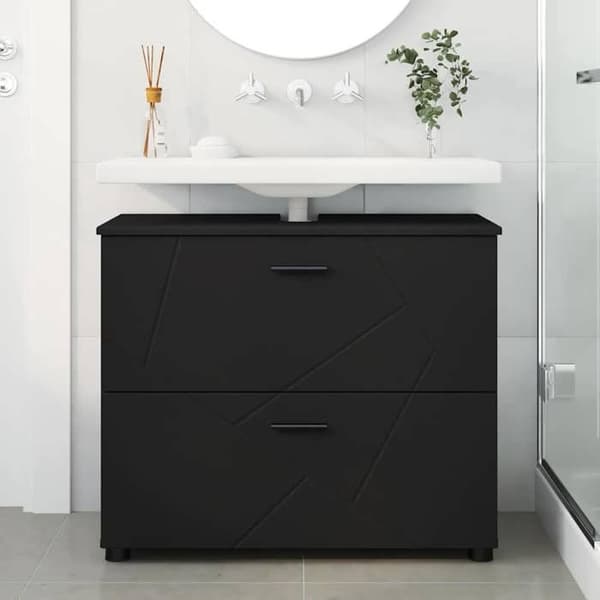 Maison Exclusive - Badeværelsesskab med skuffe Sort 76,5 x 35 x 64 cm