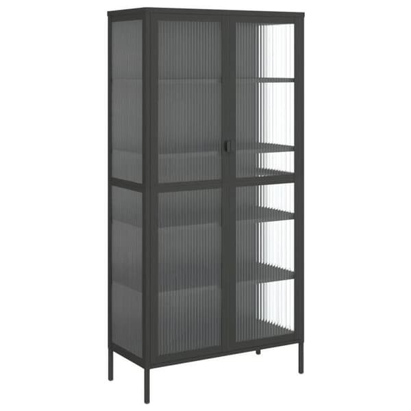 Maison Exclusive - Sort høj buffet 85x40x180 cm glas og stål Svart