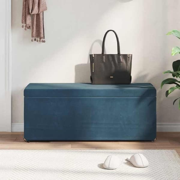Taburet - EKSKLUSIV HUS - 101x41x40 cm - Blå - Velour - Komposittræ Blå