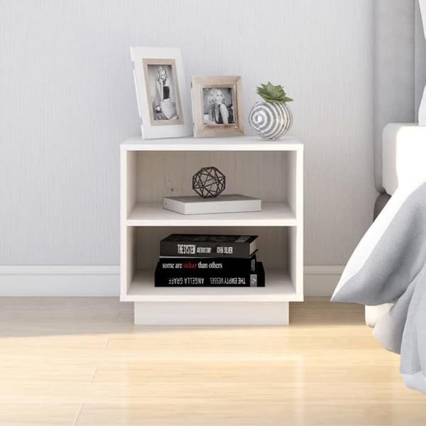 Maison Exclusive - Hvid natbord 40x34x40 cm Solid fyrretræ Vit