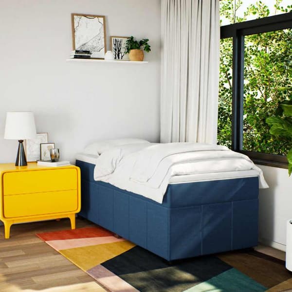 Maison Exclusive - Sengestel med springmadras Blå 90x200 cm Stof