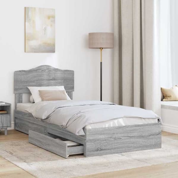 Maison Exclusive - Förvaringssäng Grå Sonoma 100 x 200 cm Ingenjörsträ