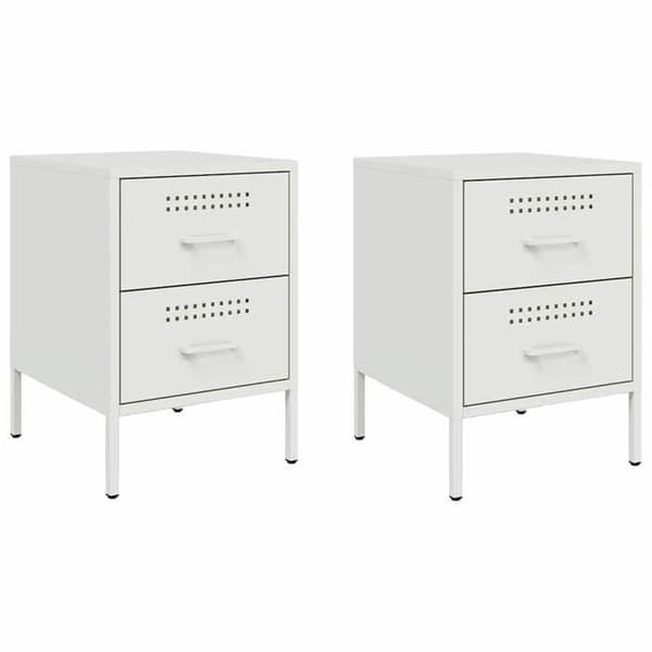 Maison Exclusive - Natborde 2 stk hvid 36x39x50,5 cm stål Vit