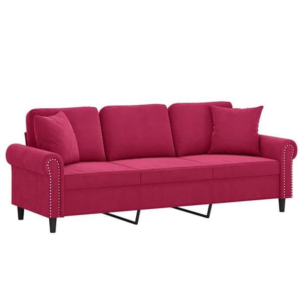 3-sitssoffa - Maison Exclusive - Bordeaux röd sammet - Robust metallram - Kuddar ingår Röd Bordeaux