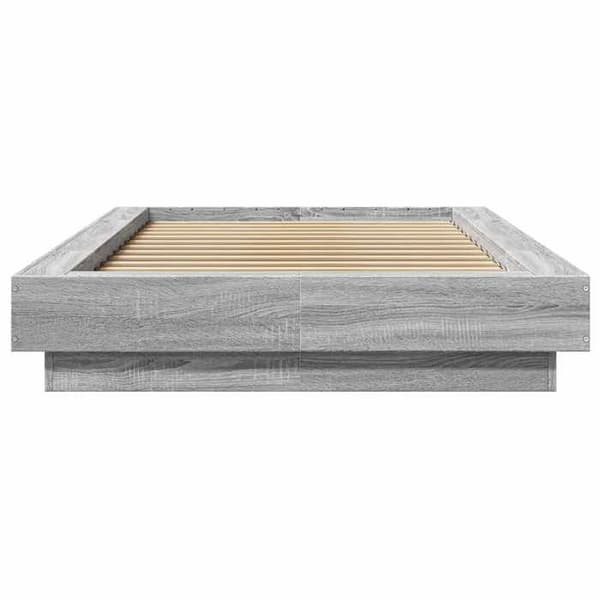 Maison Exclusive - Sengestel og LED-lys uden madras sonoma grå 75x190 cm sonoma grå
