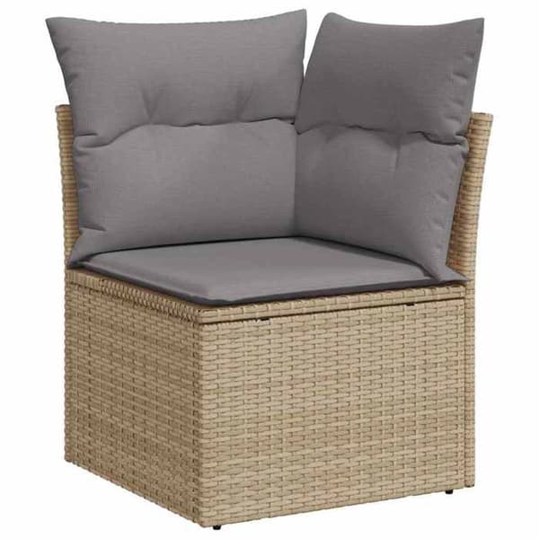 Maison Exclusive - Trädgårdsmöbler med kuddar 7 delar beige flätad resin