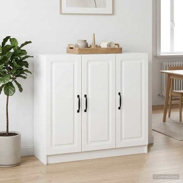 Maison Exclusive - Buffé Vit glänsande 89 x 34,5 x 77 cm Ingenjörsträ Strålande vit