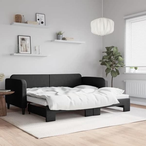 Maison Exclusive - Sovesofa med udtræksseng sort 90x190 cm stof
