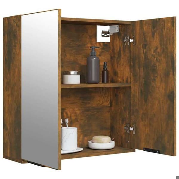 Maison Exclusive - Spejlskab til badeværelse Røget eg 64x20x67 cm