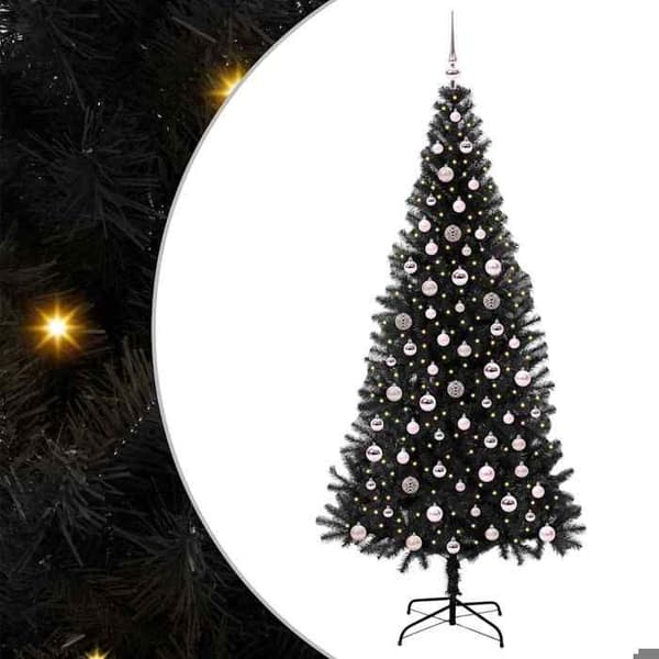 Juletræ - EKSKLUSIV HUS - 240 cm - Sort - PVC - LED USB Svart