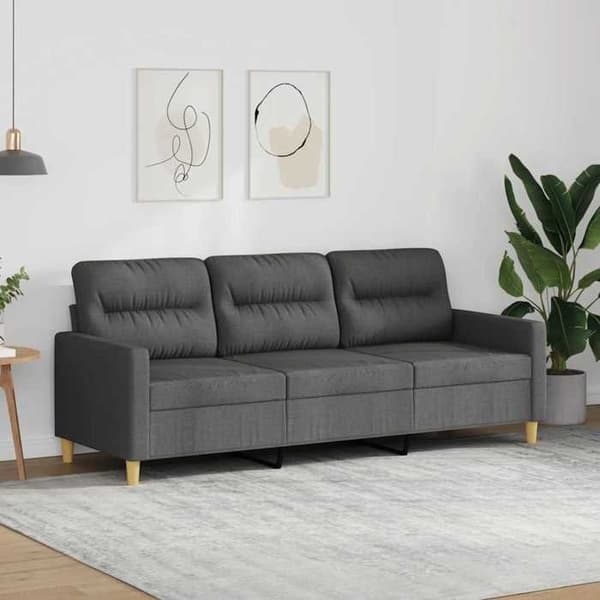 Soffa 3 platser - EXKLUSIV HEM - 180 cm - Hållbart tyg - Metallram - Mörkgrå Mörkgrå
