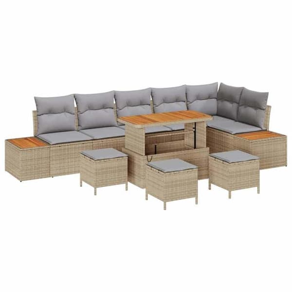 Maison Exclusive - 10-osainen puutarhakalustesarja 9-hengen Beige beige