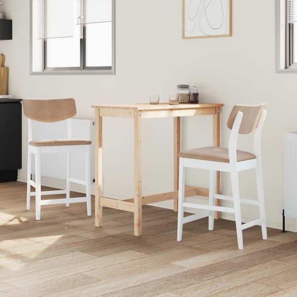 Maison Exclusive - Matstolar 2 st Massivt Gummiträ Vit