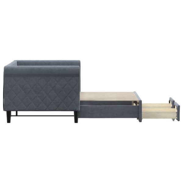 Päivävuode - EXCLUSIVE-KOTI - 80x200 cm - Daybed - 2 säilytyslaatikkoa - Harmaa sametti