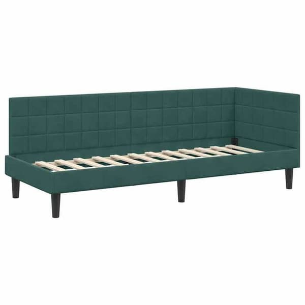 Maison Exclusive - Mörkgrön hörnsängram 80 cm x 200 cm Sammet