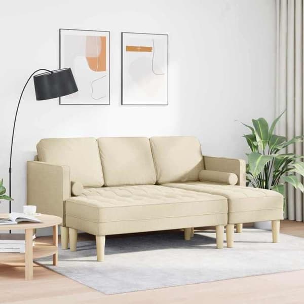 Soffgrupp - EXKLUSIV HEM - 2-delars set - Andningsbart polyester - Träram - Krämfärgad Grädde