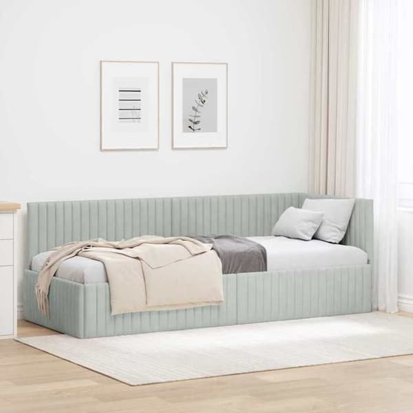 Maison Exclusive - Vaaleanharmaa kulmasänky 80 cm x 200 cm Sametti