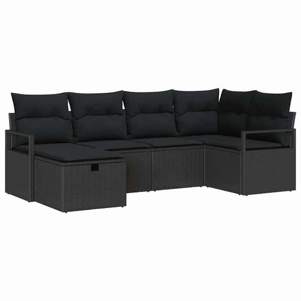 Havemøbler - MAISON EXCLUSIVE - Sæt med 6 dele - Sort polyrotin - Stålramme - Modulært design Svart