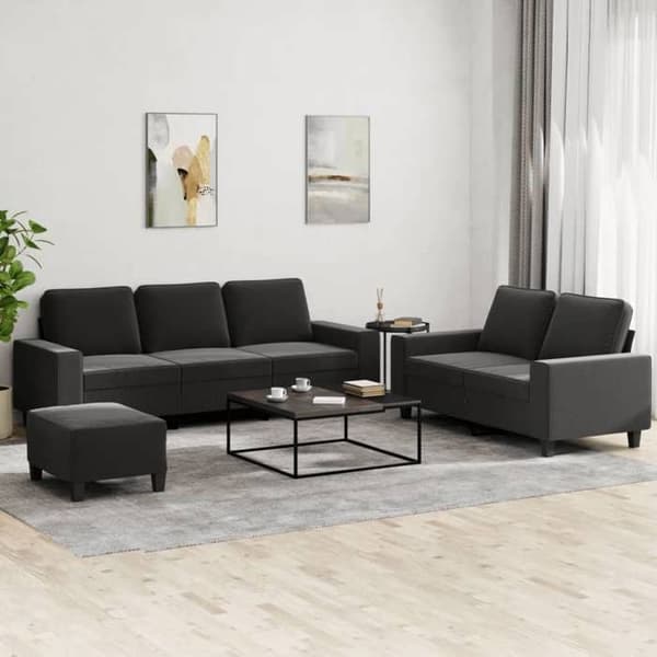Maison Exclusive - 3-delars soffgrupp svart tyg