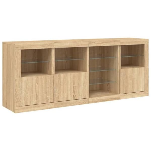 Maison Exclusive - Buffet med LED-lys egetræ sonoma 164x37x67 cm