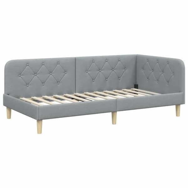 Maison Exclusive - Ljust grått hörnsängram 90 x 190 cm tyg