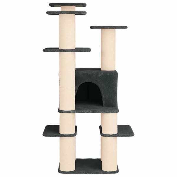 Maison Exclusive - Kattträd med sisal klöspålar Mörkgrå 161 cm