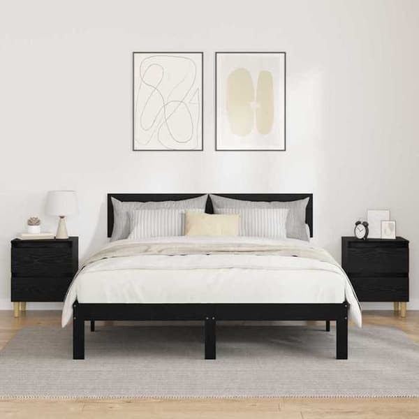 Maison Exclusive - Sengeskab Sort eg 40 x 35 x 50 cm Ingeniørtræ