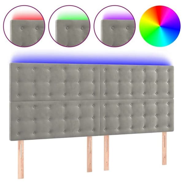 Maison Exclusive - LED Hovedgærde Lys Grå 180x5x118/128 cm Velour ljusgrått