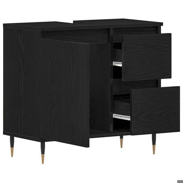 Maison Exclusive - Badeværelsesskab Sort eg 65 x 33 x 60 cm