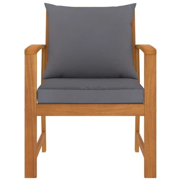 Maison Exclusive - Trädgårdsstolar set om 2 med mörkgrå kudde Akaciaträ Mörkgrå (kuddar)