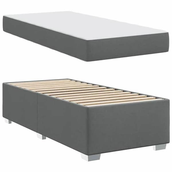 Maison Exclusive - Sängram med madrass Mörkgrå 90 x 190 cm tyg