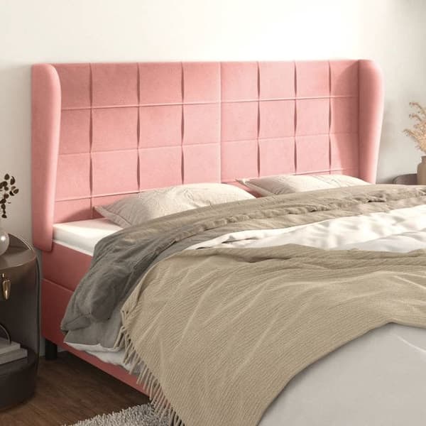 Maison Exclusive - Päätylevy korvilla Vaaleanpunainen 183x23x118/128 cm Sametti Ros