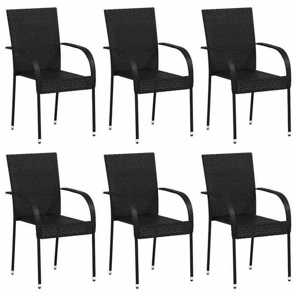 Maison Exclusive - Stapelbara utomhusstolar set om 6 i flätad plast svart Svart