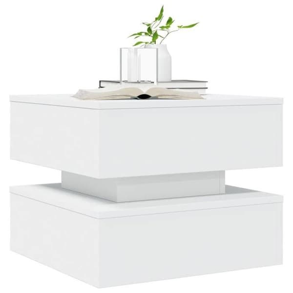 Bord - EKSKLUSIV HUS - Med RGB LED-lys - 50x50x40 cm - Hvid - Spånplader Vit