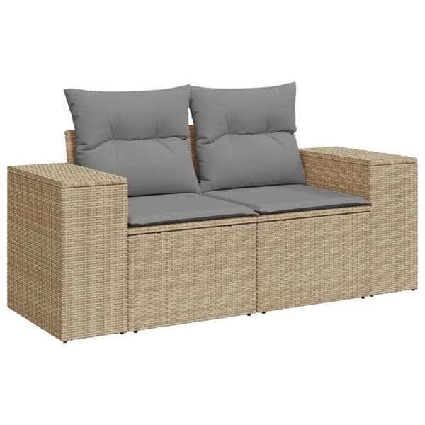 Maison Exclusive - Trädgårdsmöbler med kuddar 9 delar beige flätad resin