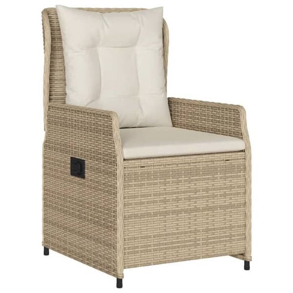 Maison Exclusive - Trädgårdsfåtöljer med lutning, set om 2, beige flätad resin