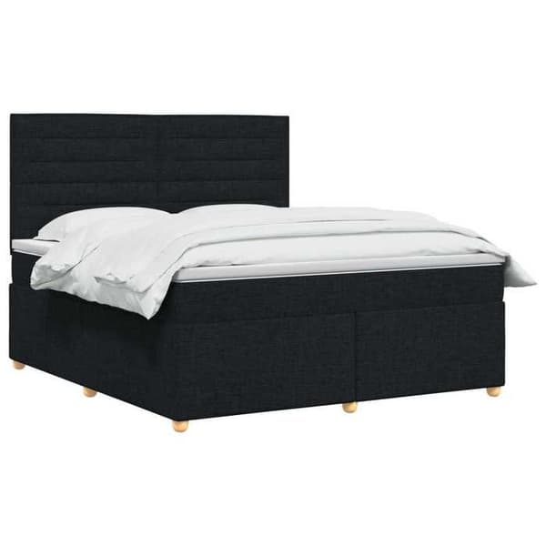 Lys boxspring - MAISON EXCLUSIVE - 180 x 200 cm - Sort - Justerbar hovedgærde - LED USB Svart