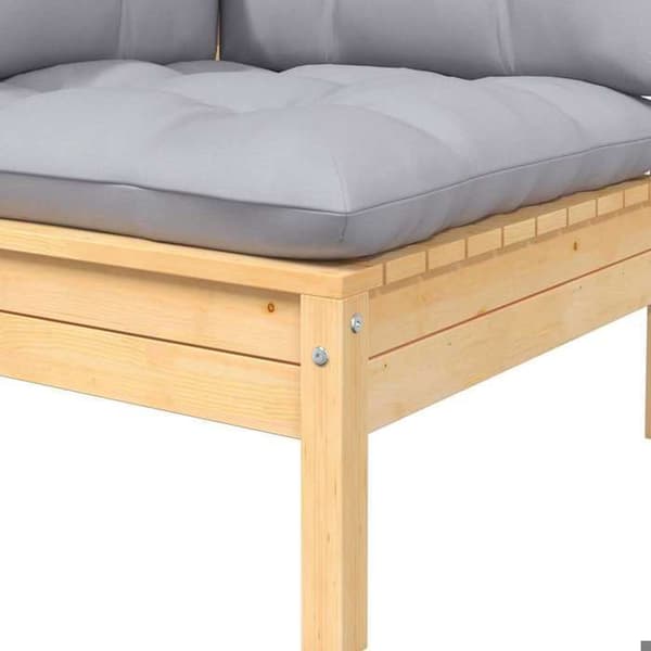 Maison Exclusive - 2-sits trädgårdssoffa med grå kuddar i solid furu