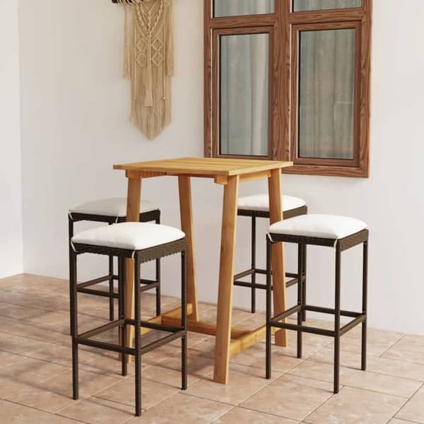 Maison Exclusive - Havebar sæt med puder 5 stk Brun brun