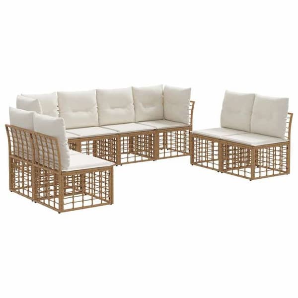Maison Exclusive - 8 hengen ulkokalustesarja, luonnollinen polyesteri Naturlig