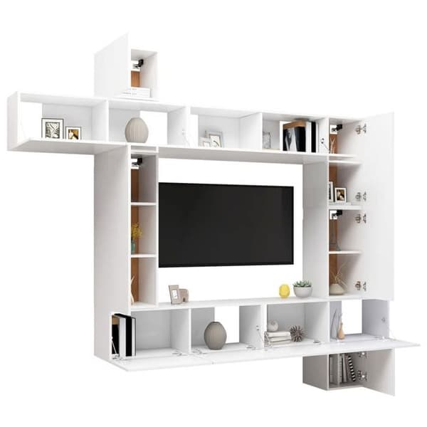 Maison Exclusive - TV-møbel sæt 9 stk Hvid Ingeniørtræ Matt vit