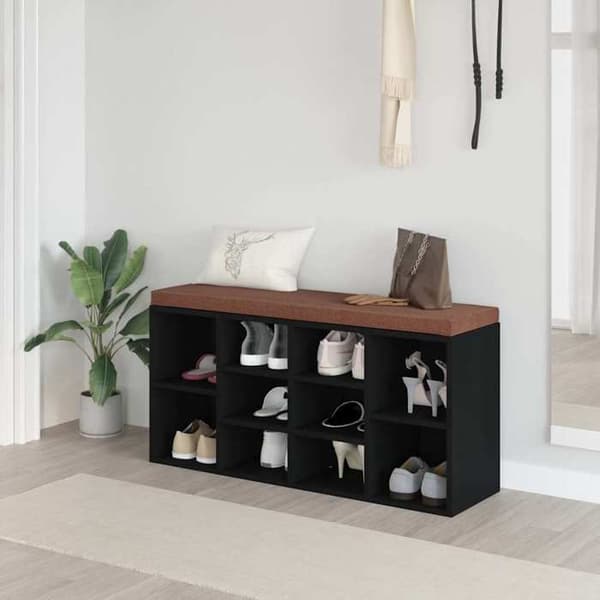 Maison Exclusive - Sko bænk Sort 103x30x48 cm Ingeniørtræ