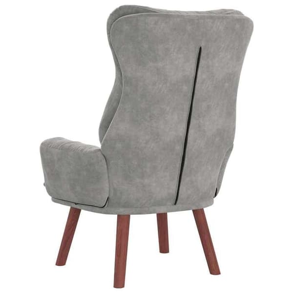 Fåtölj - EXKLUSIV HEM - 69x74x93 cm - Ljusgrå sammet - Ben i gummiträ - Modern design Ljusgrått
